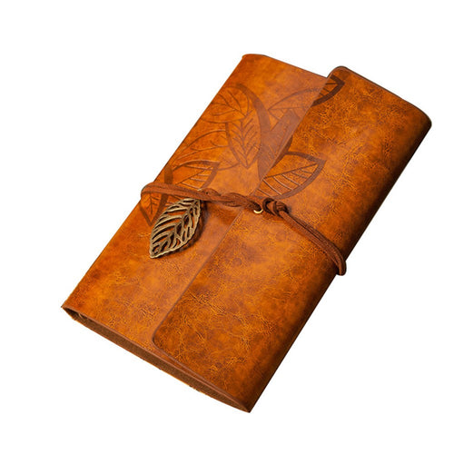 Vintage Leaf Leather Blank Notebook