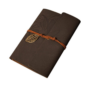 Vintage Leaf Leather Blank Notebook